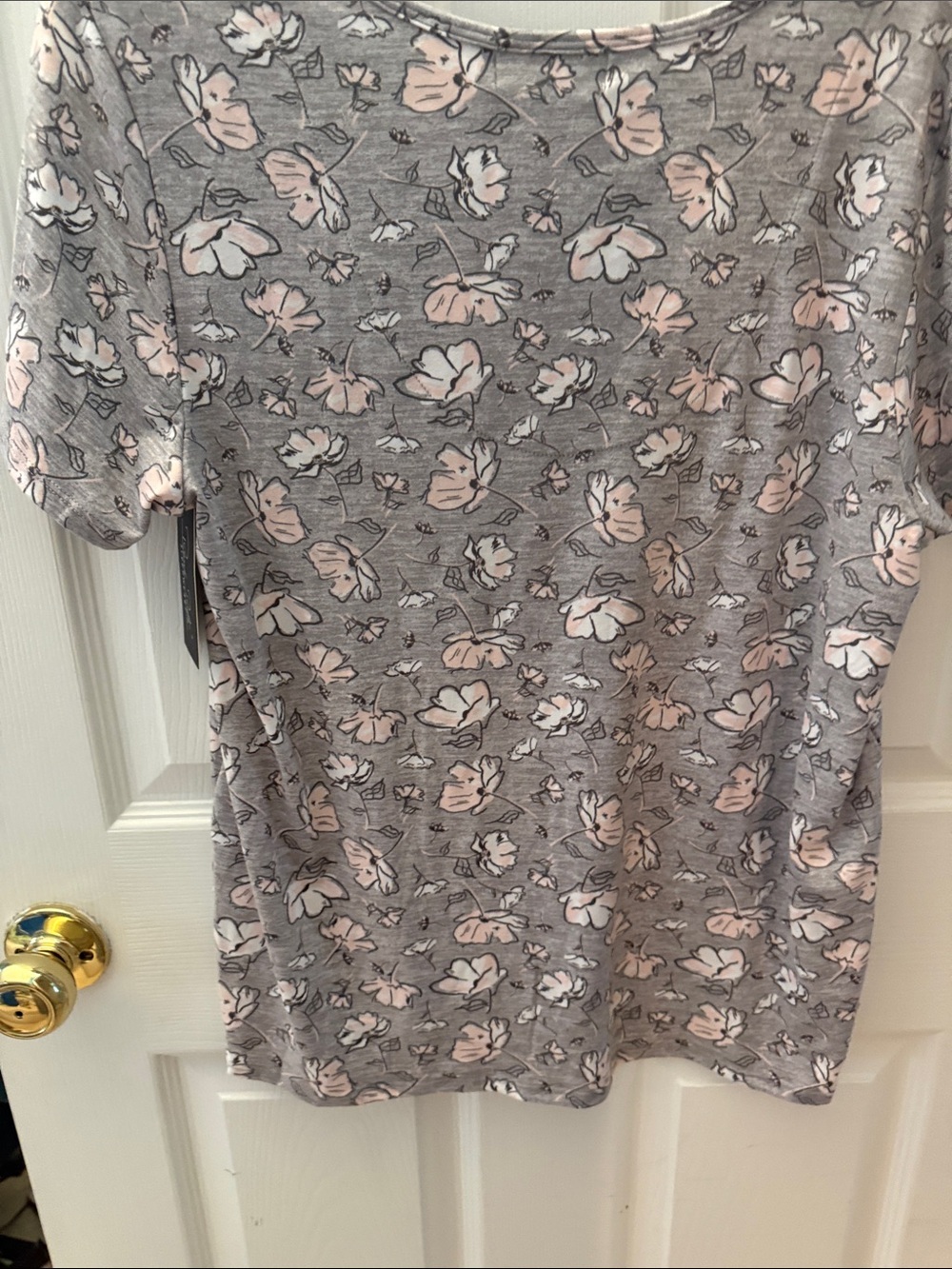 Rene Rofe Grey Pajama Set with Pink Floral Print - Picture 5 of 5